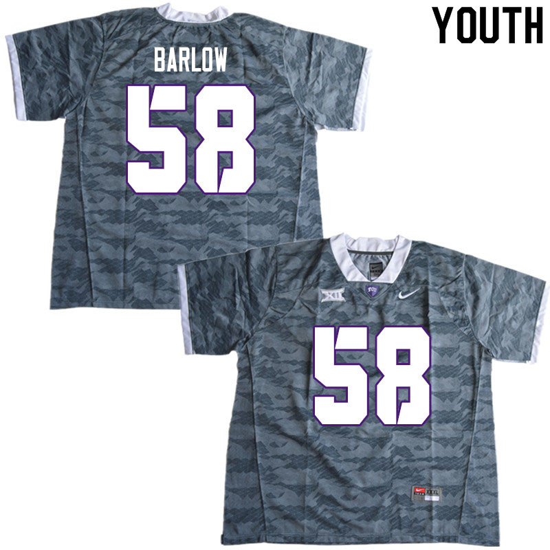 Youth #58 Altrique Barlow TCU Horned Frogs College Football Jerseys Sale-Gray - Click Image to Close